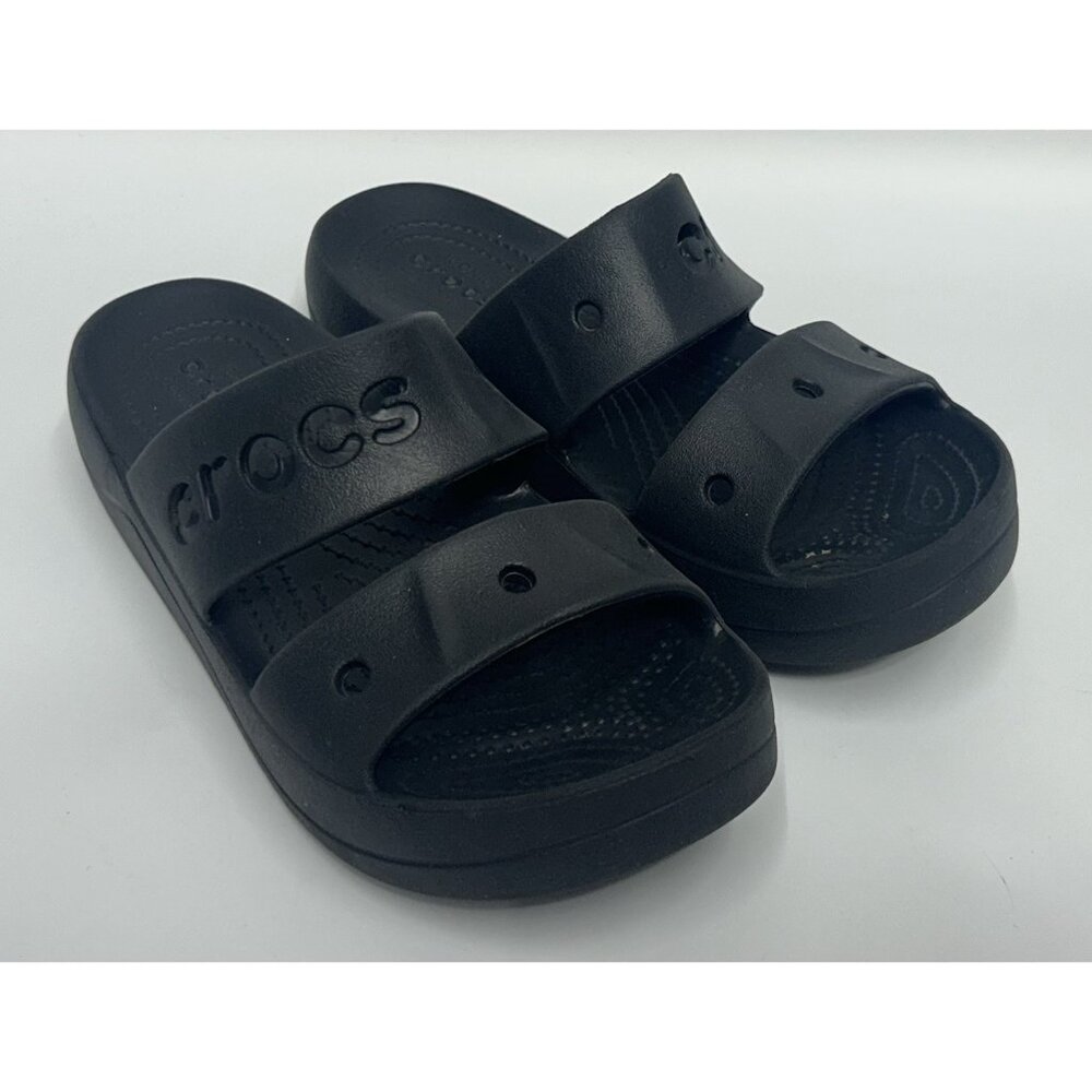 Crocs Baya Platform Double Strap Sandals Women's Size 6 Black Comfort Slip On - Picture 3 of 8